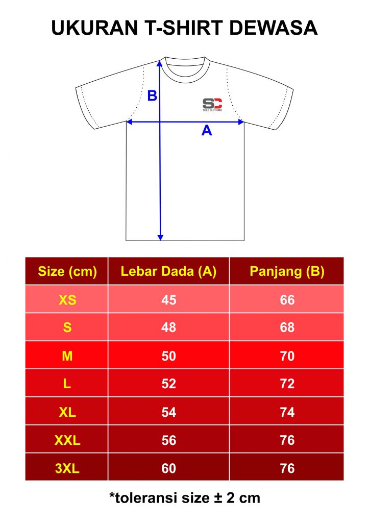ukuran kaos sablon standar solo clothing